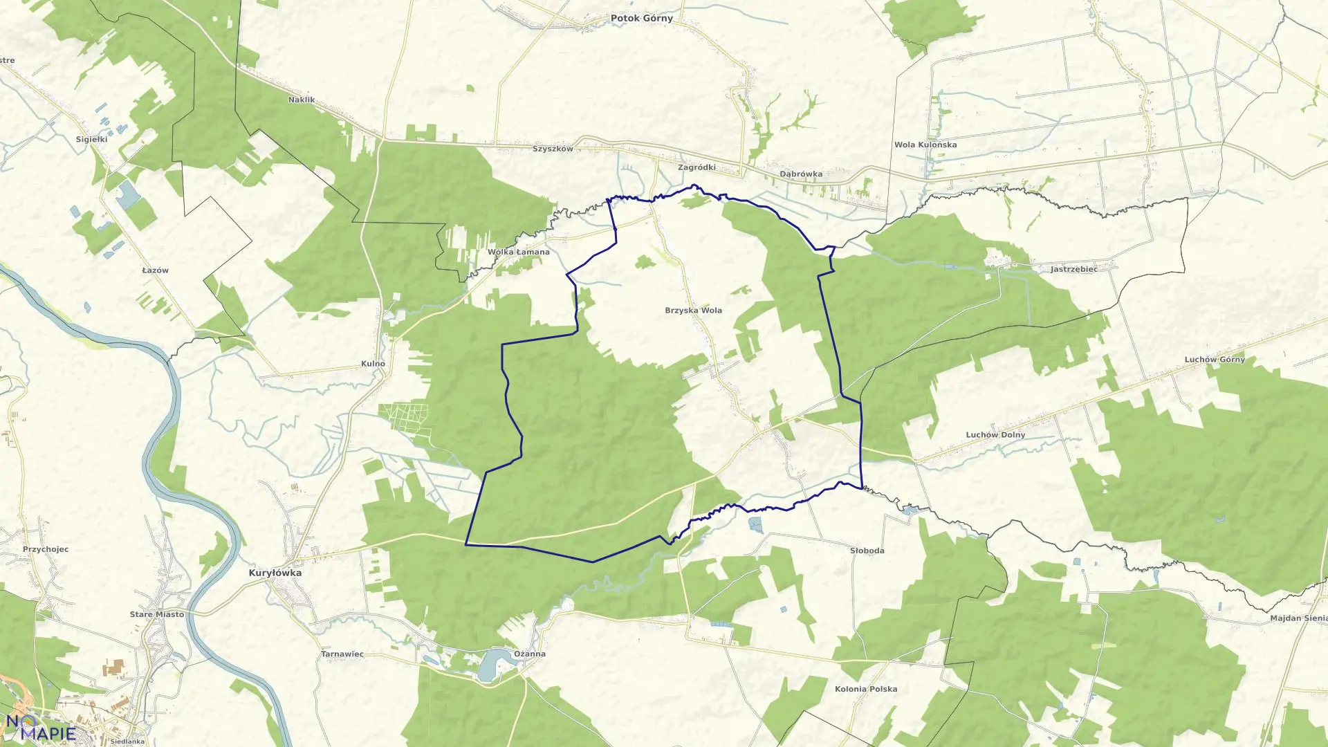 Mapa obrębu Brzyska Wola w gminie Kuryłówka