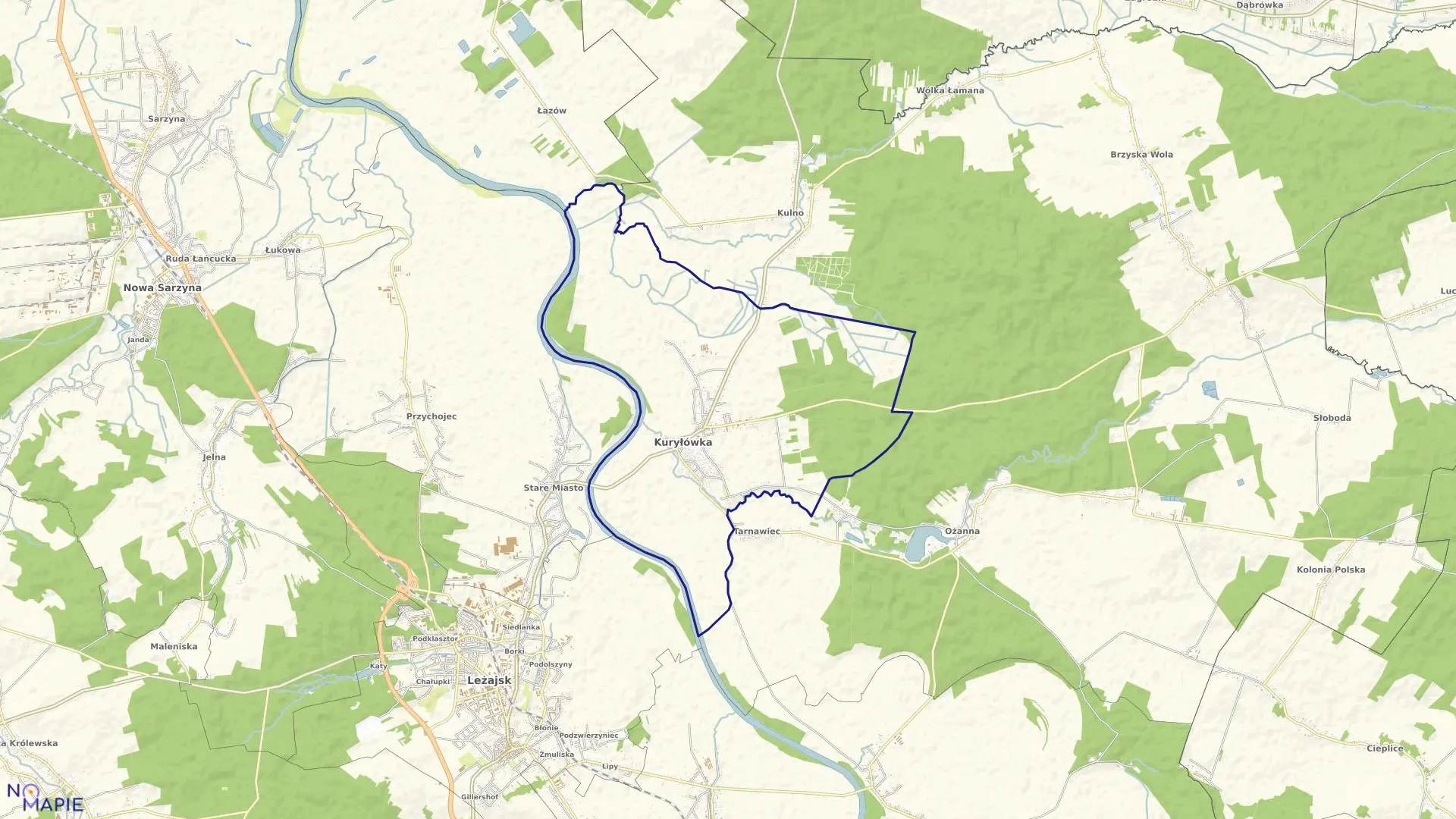 Mapa obrębu Kuryłówka w gminie Kuryłówka