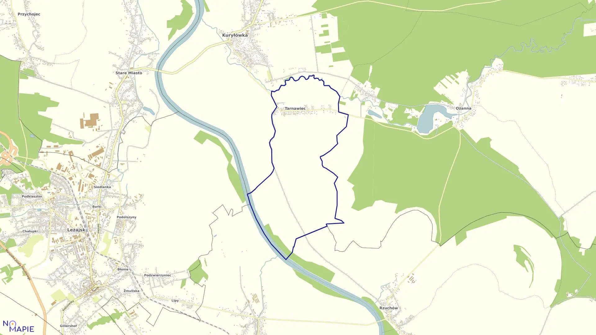 Mapa obrębu Tarnawiec w gminie Kuryłówka